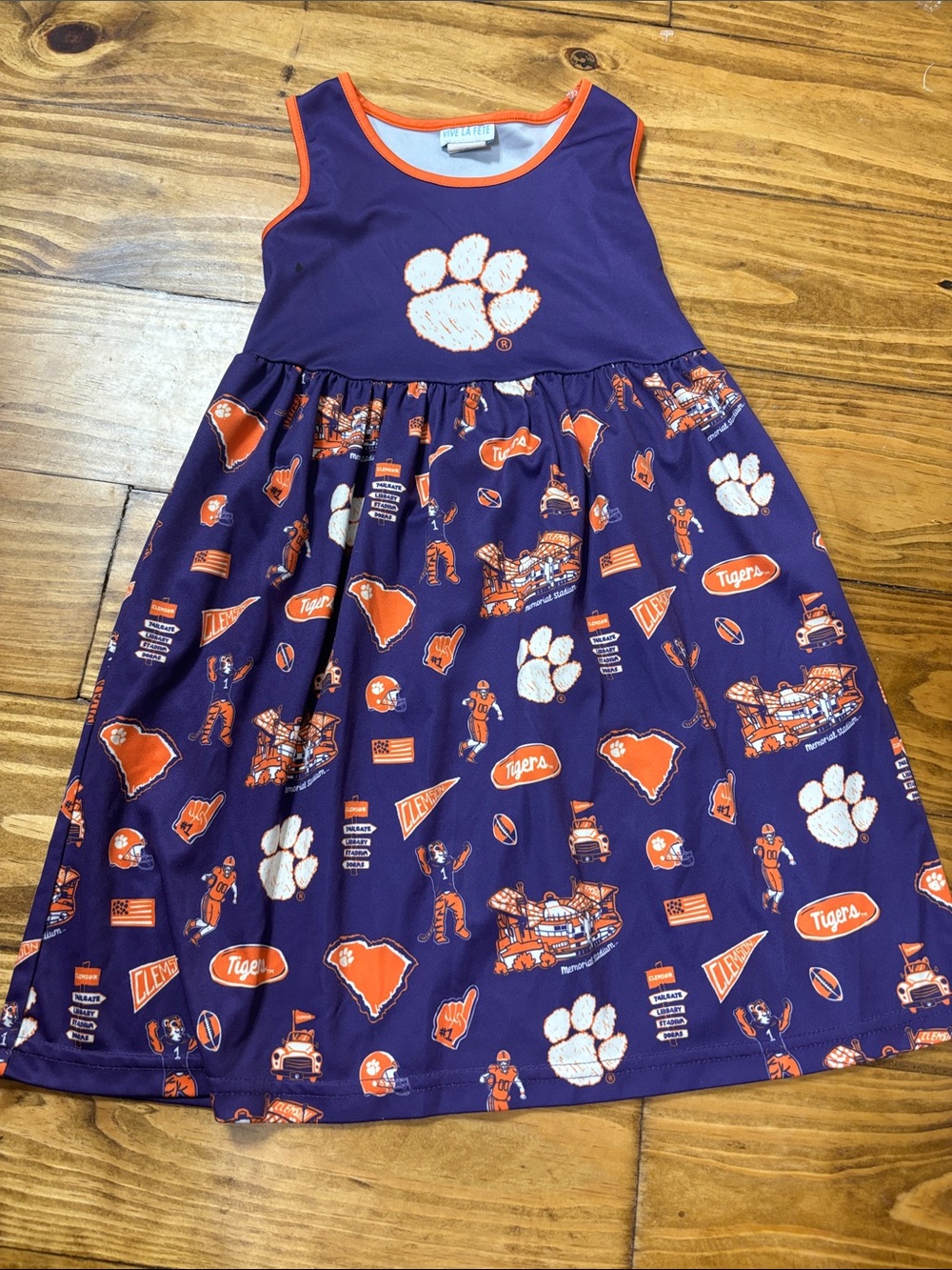 Vive La Fete Clemson Tigers Football Dress Girls Size 5